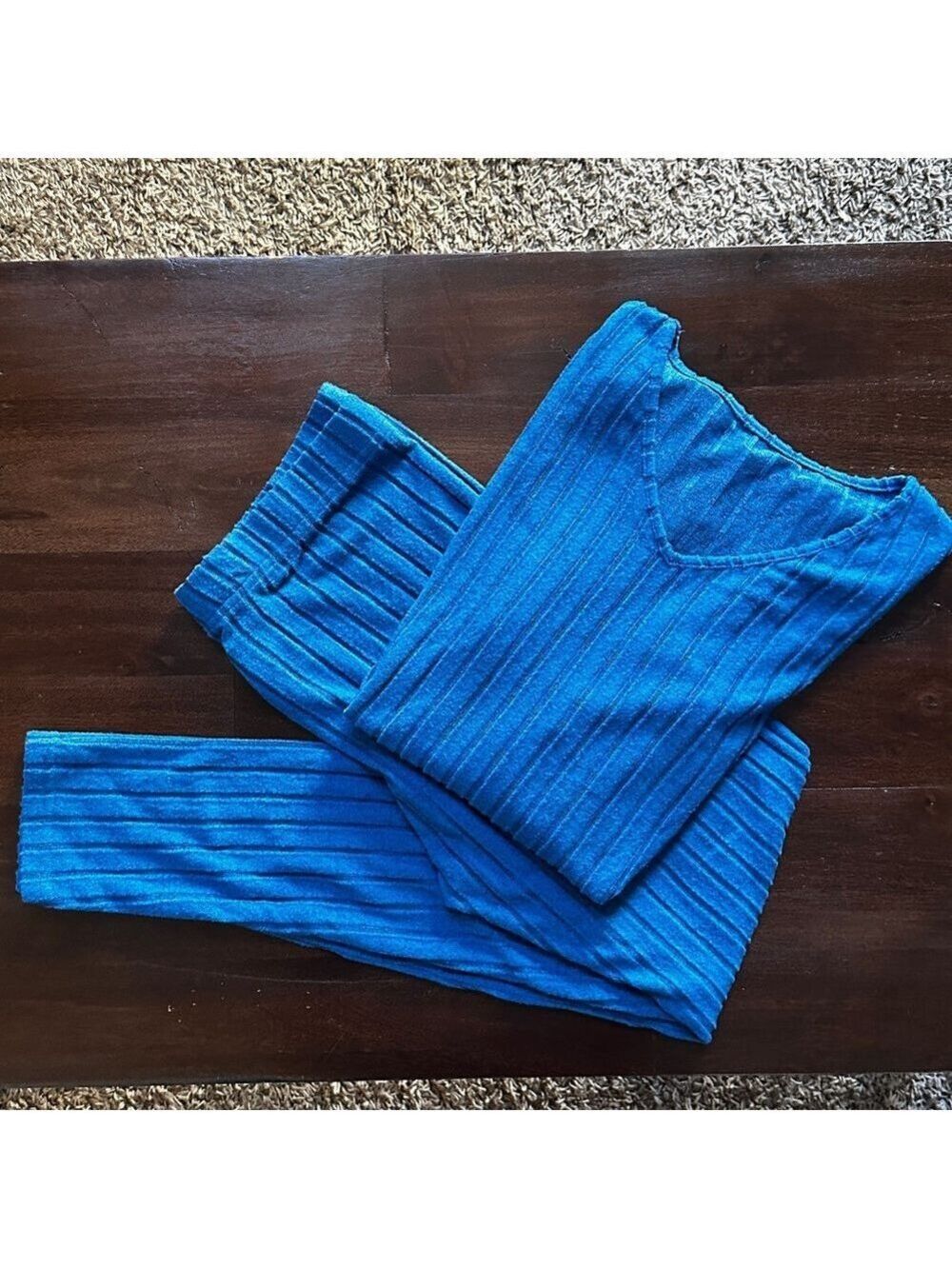 Blue Ribbed Knit Set XL - Picture 2 of 13